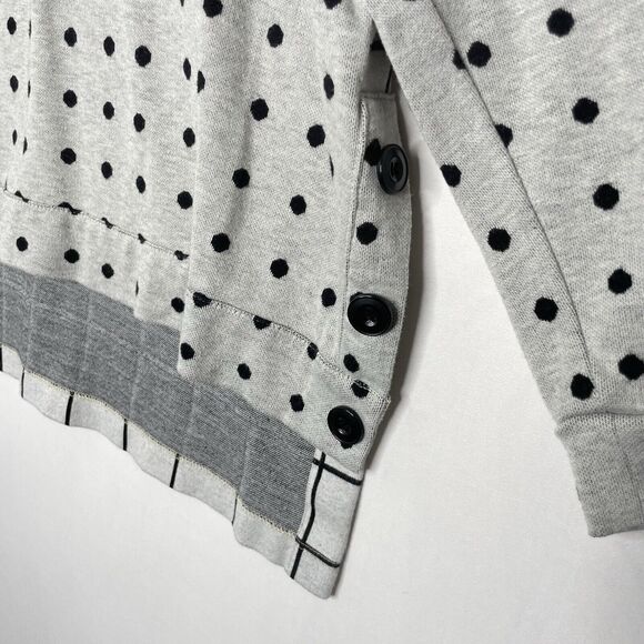 Shannon Passero Boho Art Knit Sweater Petite Small Gray Mixed Print Button Top - Picture 3 of 8